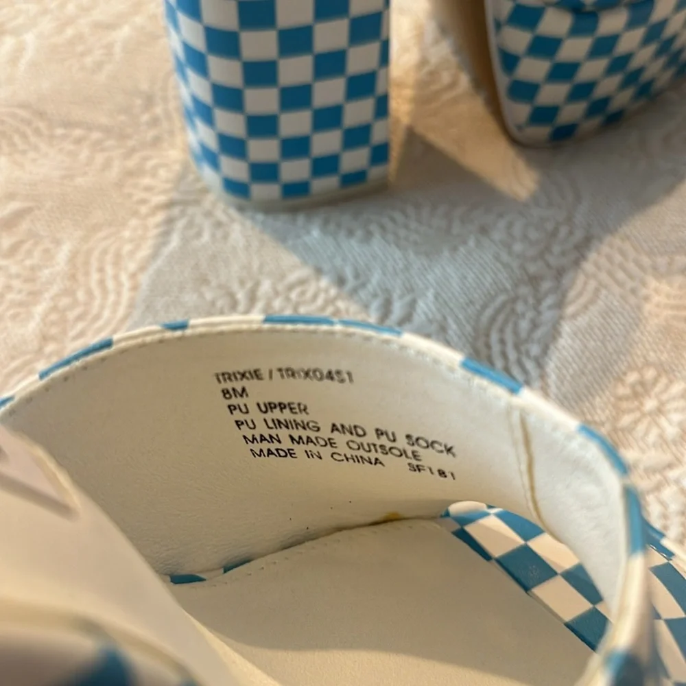 Steve Madden Blue Check Platform Mule Sandals